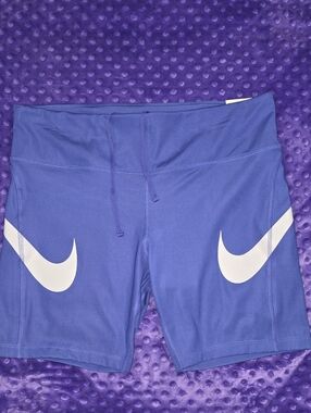 Nike Purple Bike Shorts with White Swooshes
